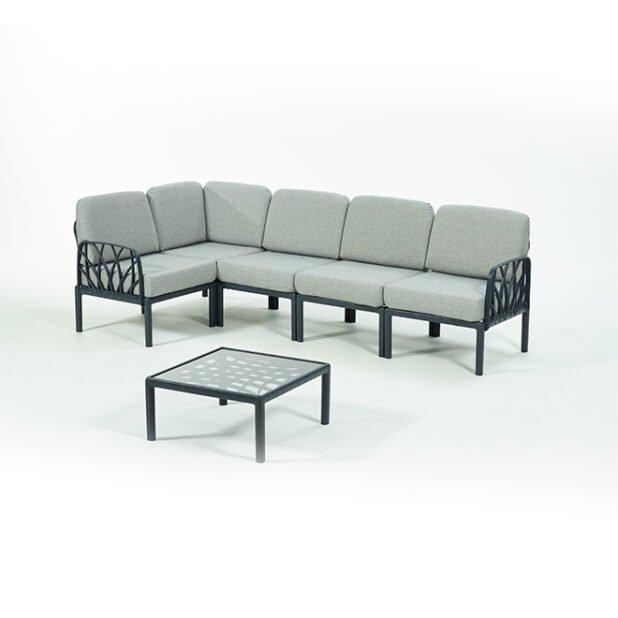 Garda Sofa Set L Corner + Table Dark Grey & Grey