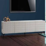 Marsila Geometric Design White TV Unit