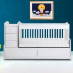 Nisa White Rocking Baby Bed - 5 Drawers (2+3)