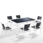 Seginus Set  6PLC 90 X150 White / Black with Glass Top