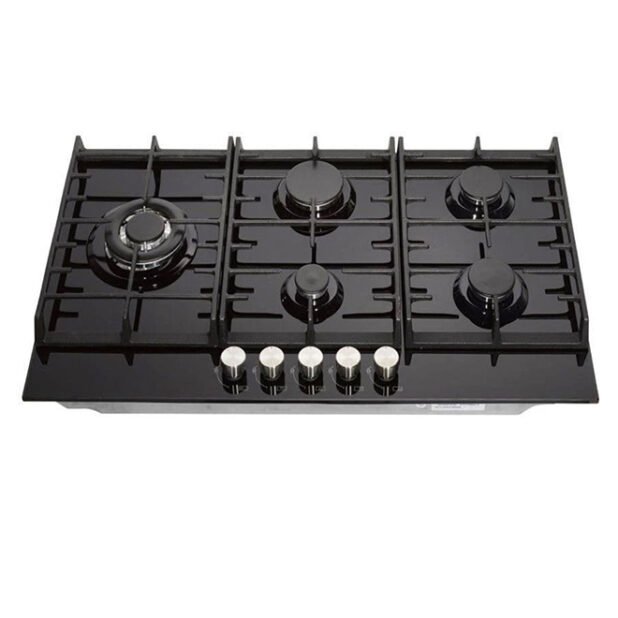 Teknix SCGH91B Black 90Cm 5 Burner Gas Hob