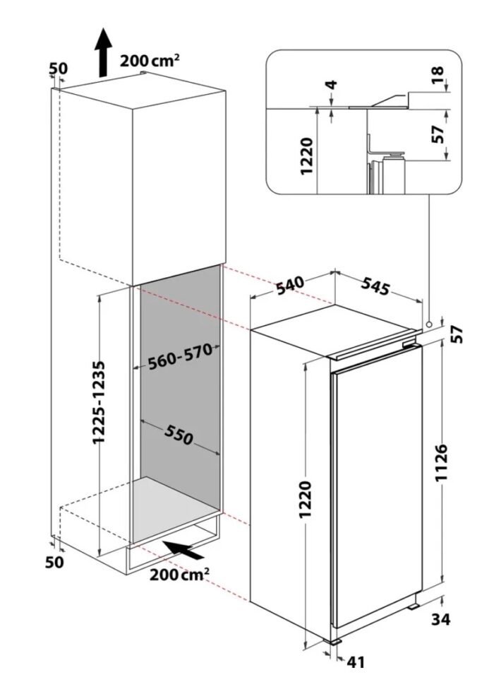 Hotpoint HSZ 12 A2D.UK 1 Built-In Tall Fridge with Icebox - Sliding Hinge - Image 3