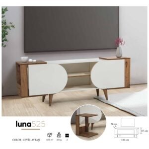 Luna Wooden Accents White TV Unit - Image 2