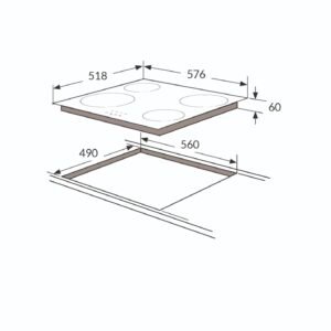 Amica ACH6420FR 60cm 4 Burner Built-in Ceramic Touch Control Hob - Image 4