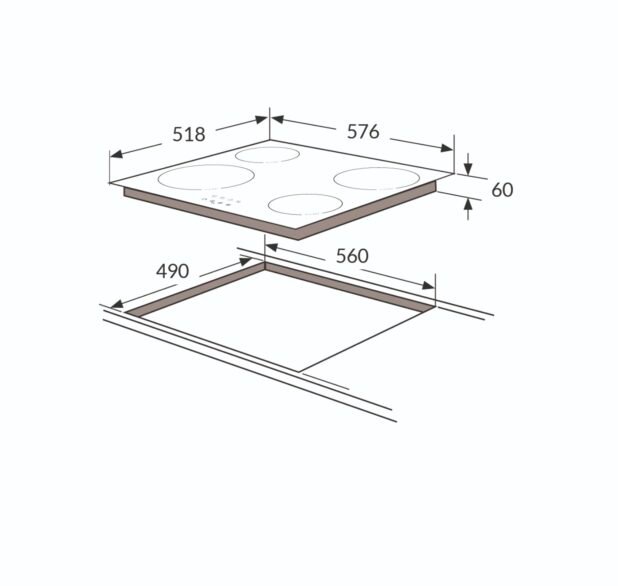 Amica ACH6420FR 60cm 4 Burner Built-in Ceramic Touch Control Hob - Image 2