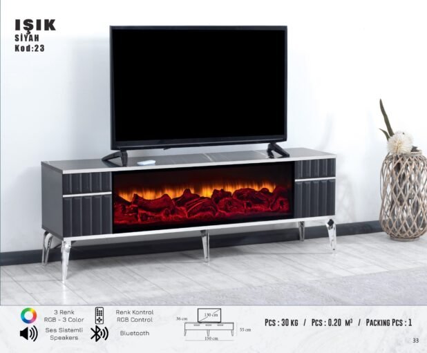 Isik Colour Changing, Remote Control Flame TV Unit - Image 2