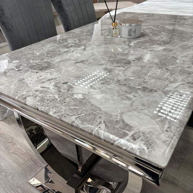 Ariana Grey Marble Stone Dining Table