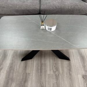 Alice Grey Marble Coffee Table – Black Geometric Legs 45x120x60 - Image 4