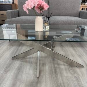 Kayla Geometric Mirror Leg Glass Coffee Table - 45x120x60 - Image 2